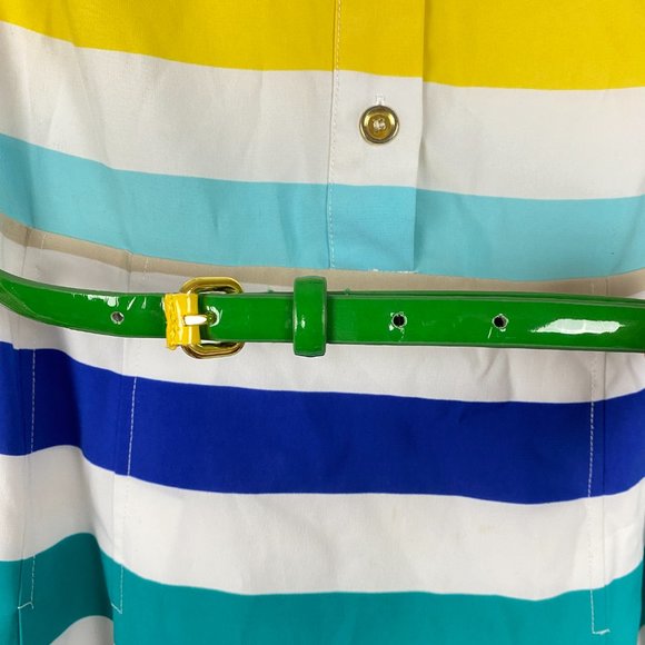 Calvin Klein Women's Multi Colour A-Line Dress With Green Belt - Picture 4 of 15